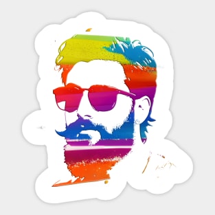 Rainbow paint splat bearded guy Sticker